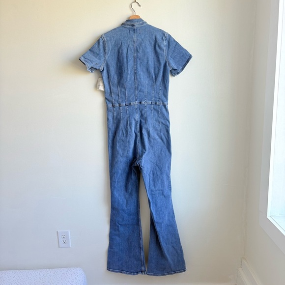 Free People We The Free Jayde Denim Flare Jumpsuit In Sunburst Blue Size L - Picture 10 of 12